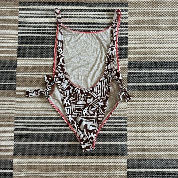 Free People Beach Women's Pamela One-Piece Swimsuit Floral Brown Size Large - Picture 3 of 10